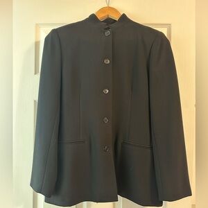 BCBG black, single breasted jacket, mandarin collar, size 4